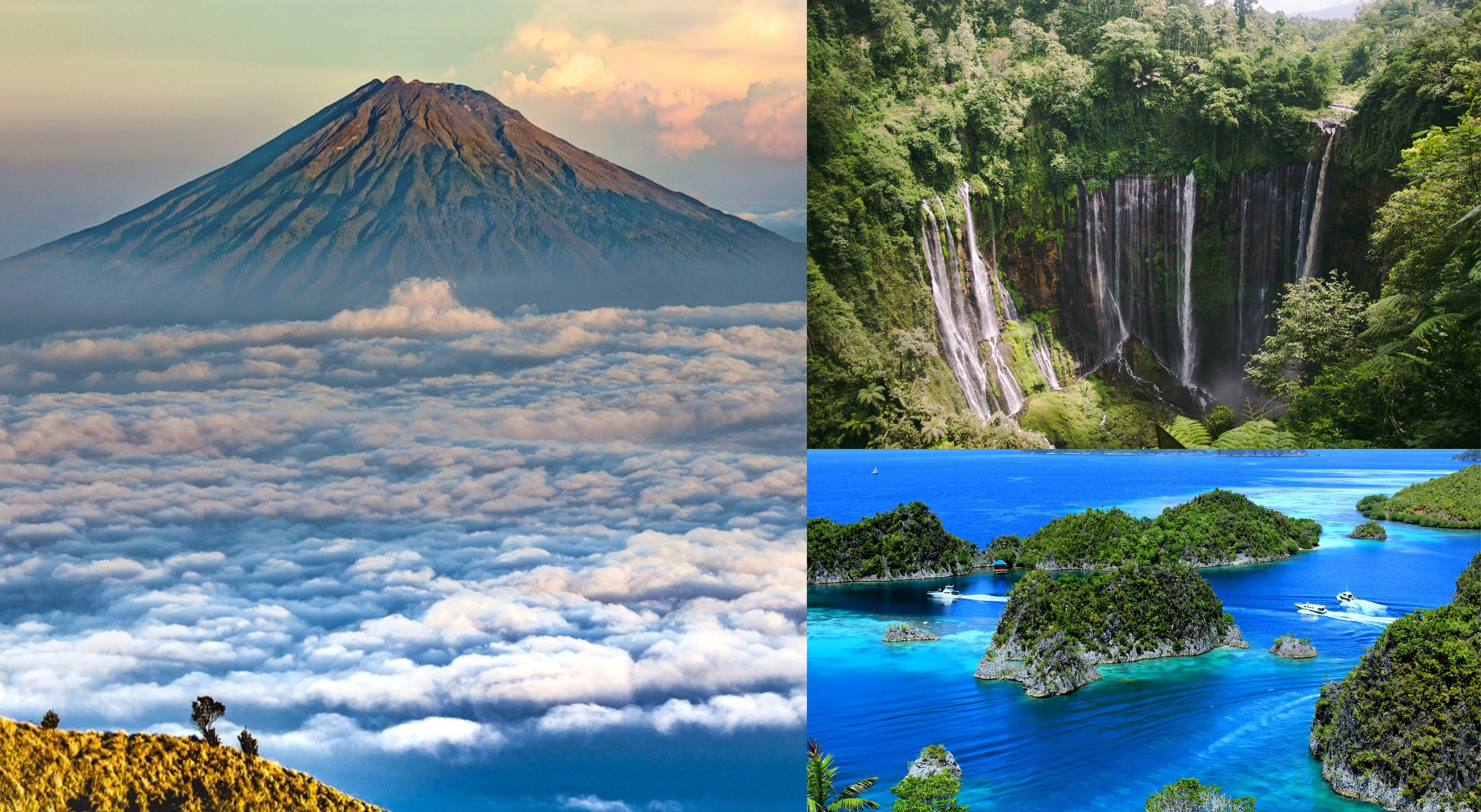 Volcano, beach and waterfall in Indonesia-Top 7 Travel Destinations in the World That Offer Visa Free Entry for Indians