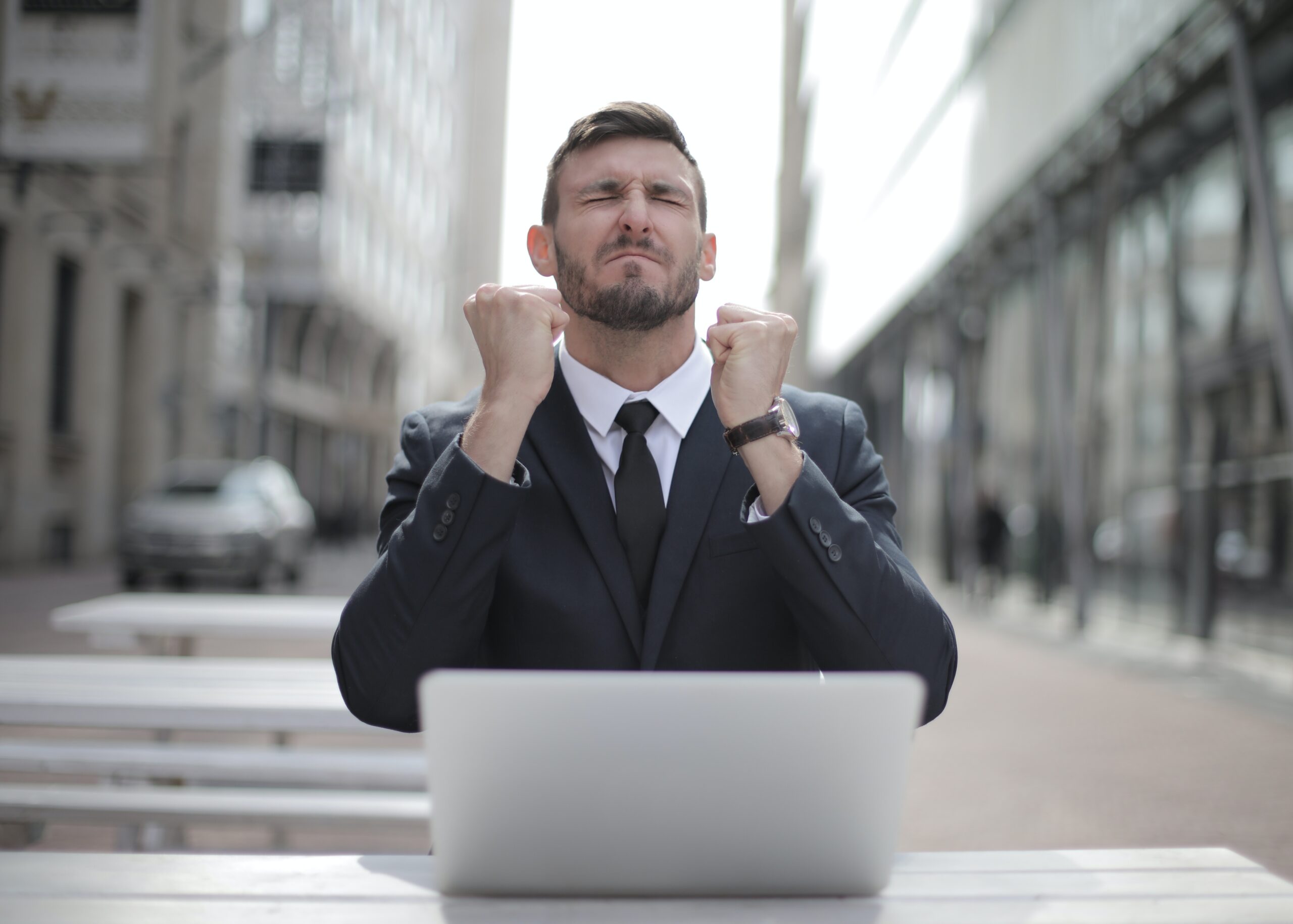 man infront of laptop